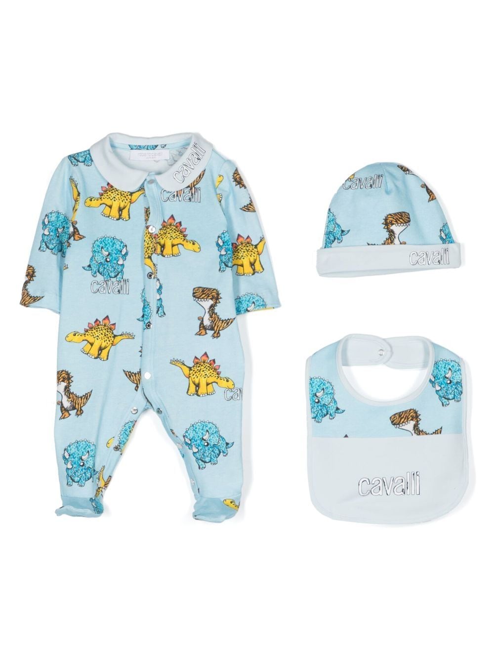 Roberto Cavalli Junior Babies' Dinosaur-print Pyjamas Set In Blue