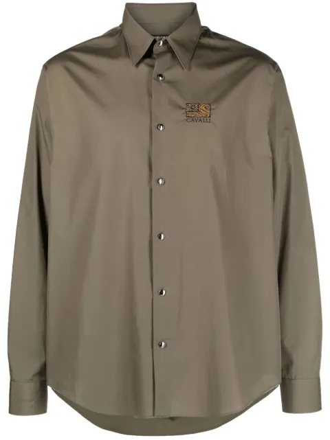 Roberto Cavalli logo-embroidered cotton shirt