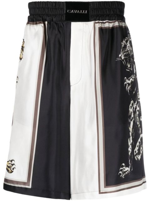 Roberto Cavalli Panther-print knee-length shorts