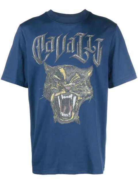 Roberto Cavalli Panther-print cotton T-shirt