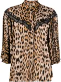 Roberto Cavalli lace-detailed leopard-print shirt - Neutrals