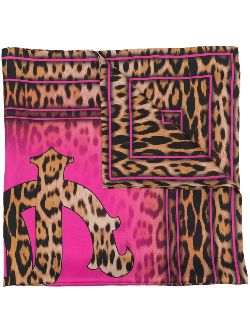 

Roberto Cavalli Mirror Snake leopard-print scarf - Brown
