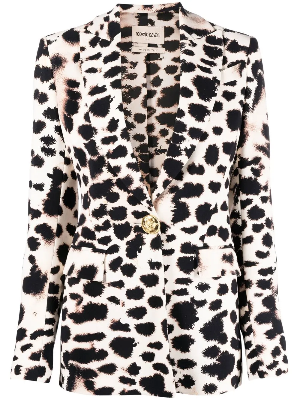 

Roberto Cavalli blazer con animal print y botones - Blanco