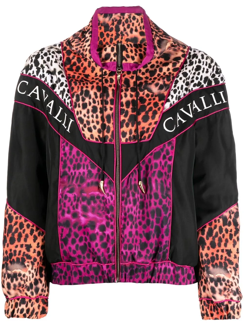 

Roberto Cavalli mix-print track jacket - Black