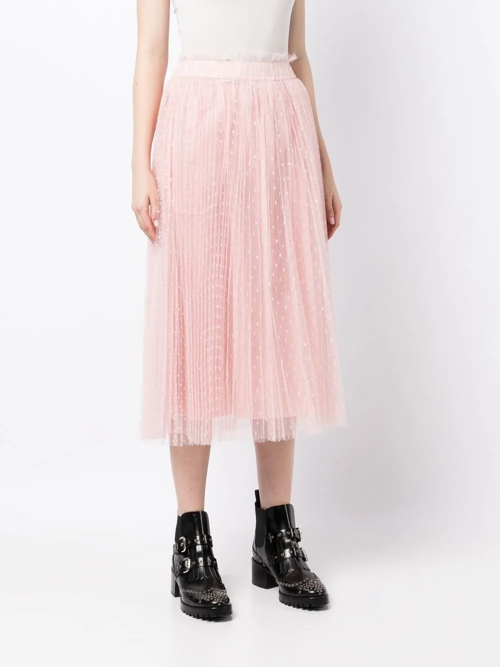  Red Valentino Pleated Tulle Skirt - Pink 