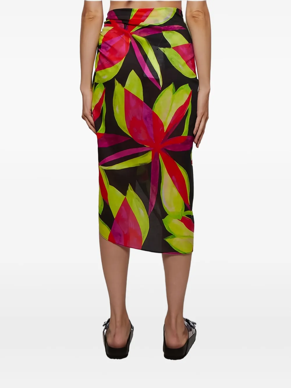 Louisa Ballou Midi-rok met bloemenprint Zwart