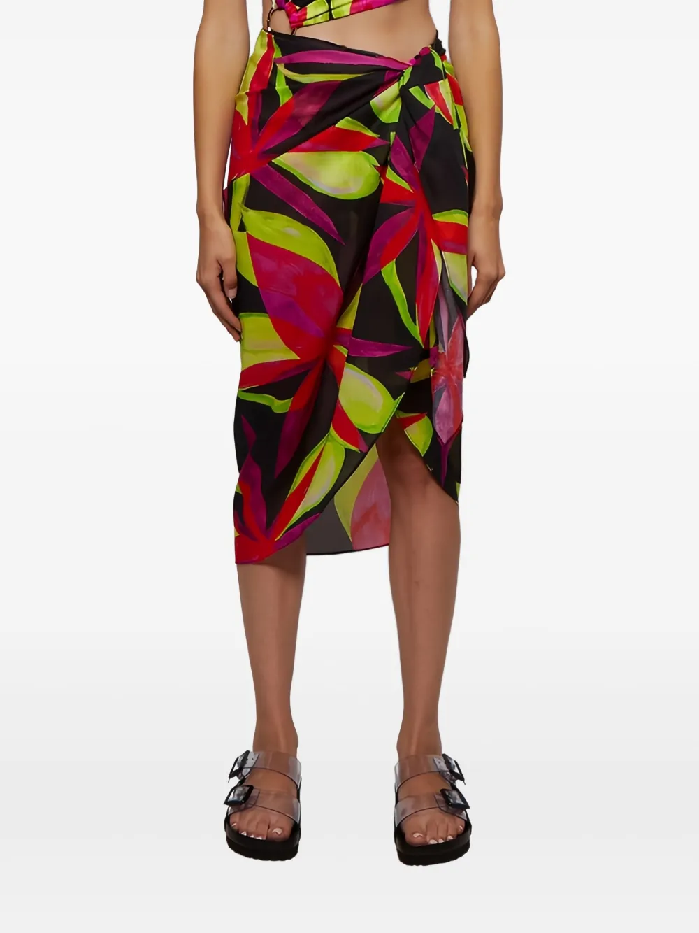 Louisa Ballou Midi-rok met bloemenprint Zwart