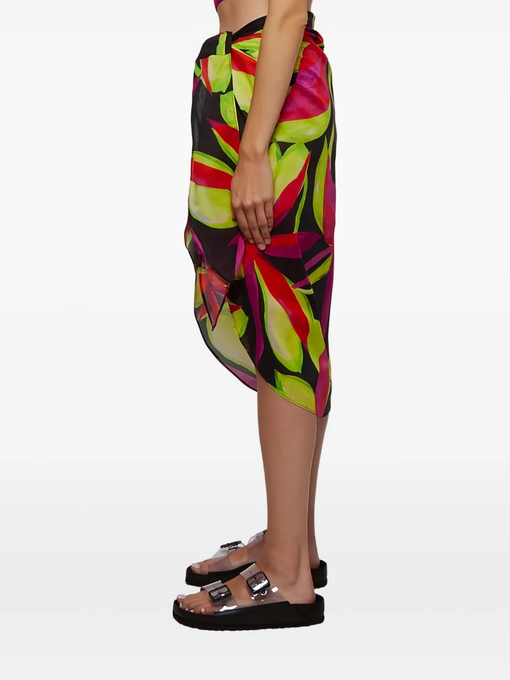 Louisa Ballou Midi-rok met bloemenprint Zwart