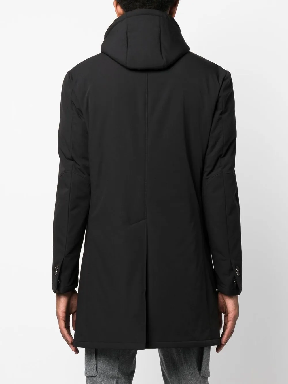 Corneliani Single-breasted Hooded Lightweight Jacket In Schwarz