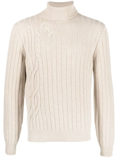 Corneliani cable-knit roll-neck jumper 