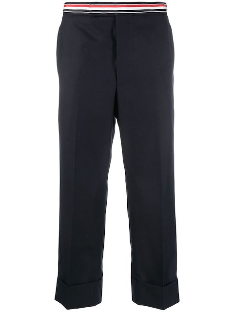 Thom Browne RWB-waistband cropped tailored trousers