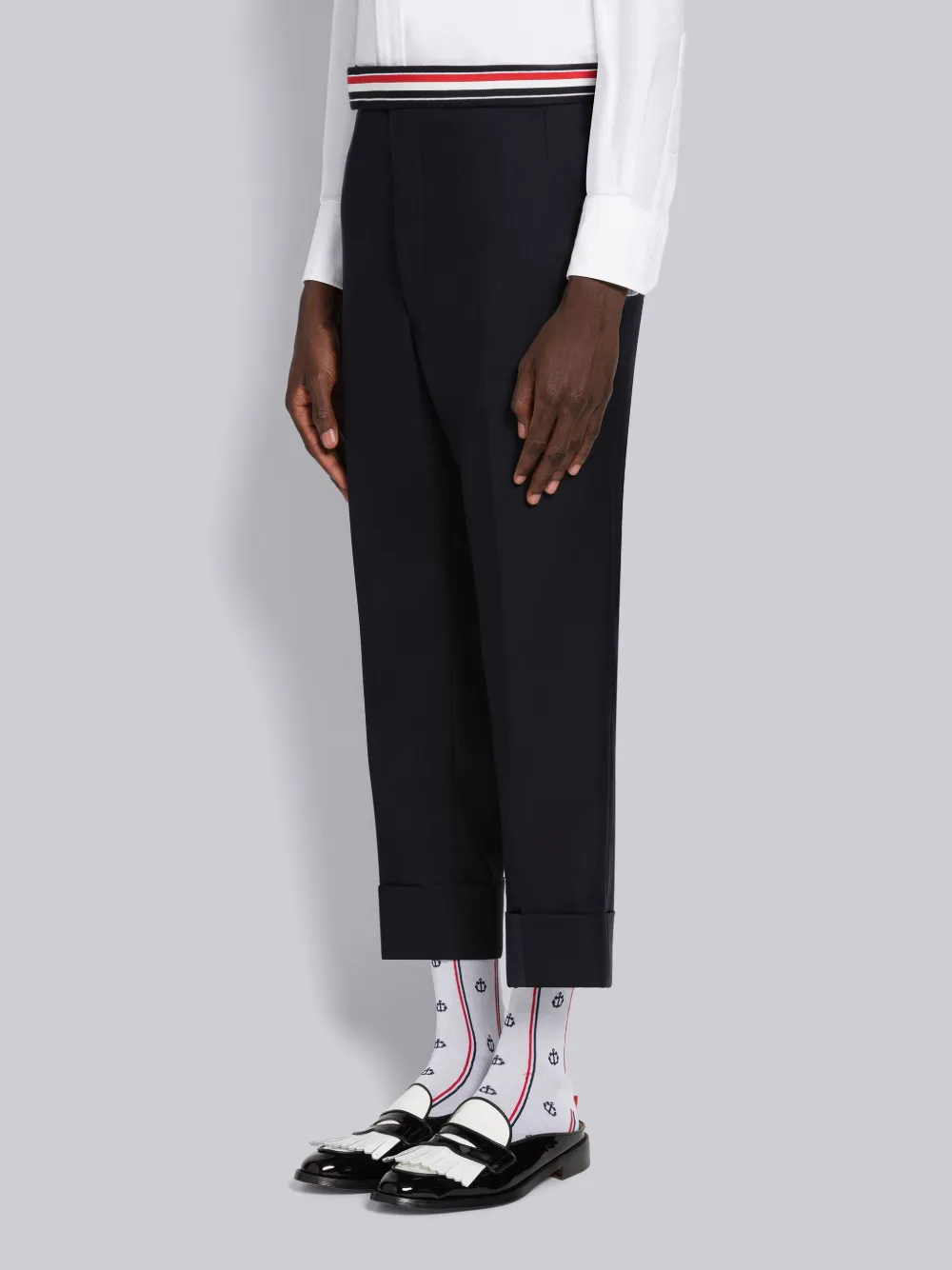 Thom Browne Super 120's Twill Low Rise Backstrap Trouser In Blue