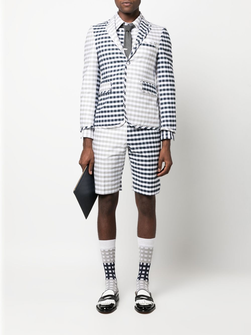 Thom Browne Funmix gingham-checked blazer - Grijs