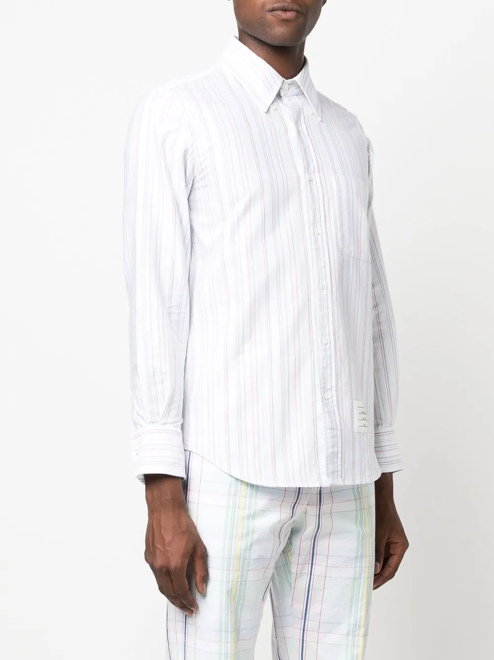 Thom Browne University-stripe Long-sleeve Shirt In Weiss