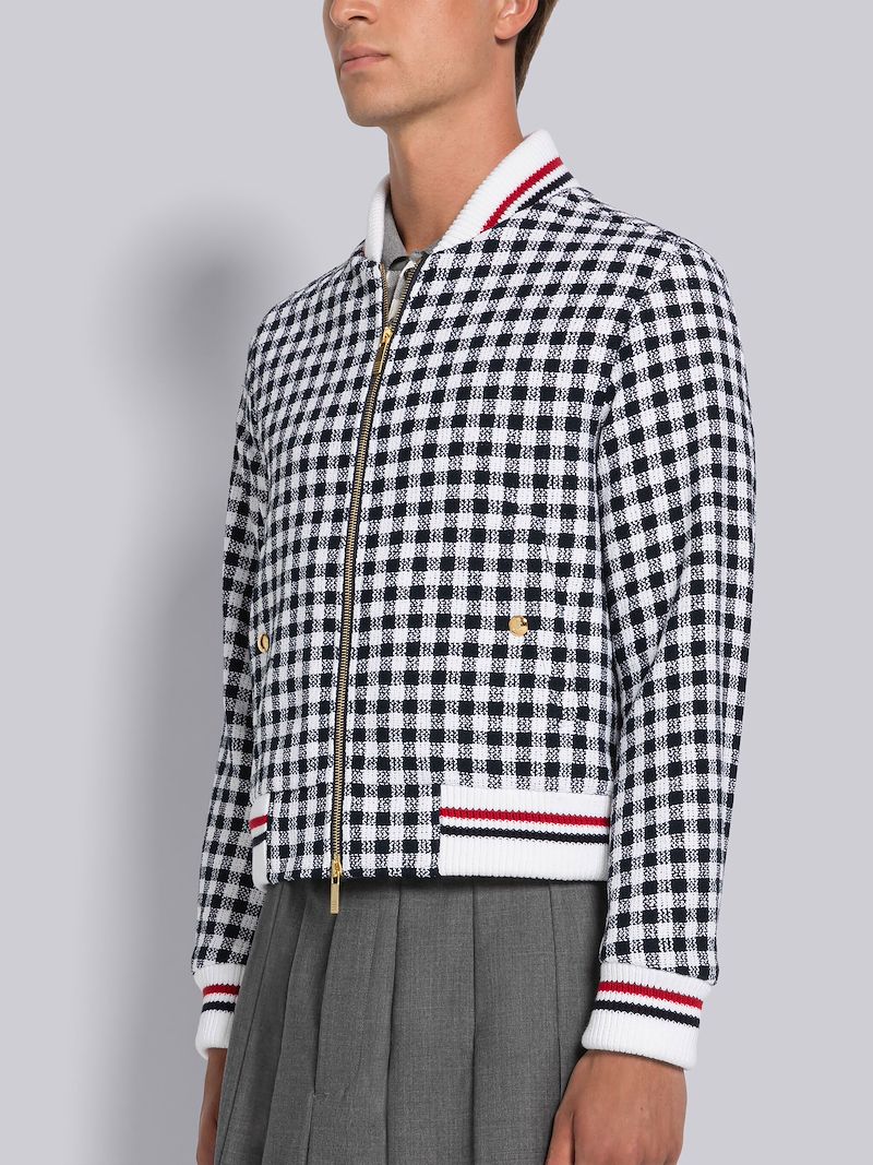 Gingham Boucle Knit Rib Blouson Jacket Thom Browne Official