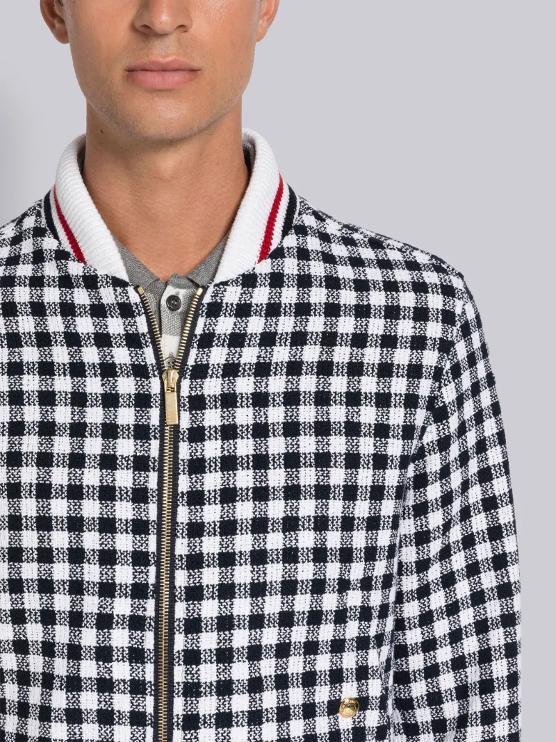 Gingham Boucle Knit Rib Blouson Jacket Thom Browne Official