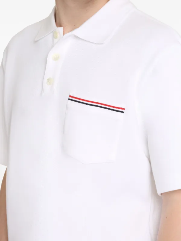 ☆大人気ライン☆ Thom Browne RWB COTTON POLO SHIRT Thom Browne RWB-stripe Cotton Polo Shirt | White | FARFETCH