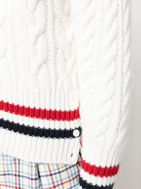 Thom Browne RWB ケーブルニット カーディガン | ホワイト | FARFETCH JP