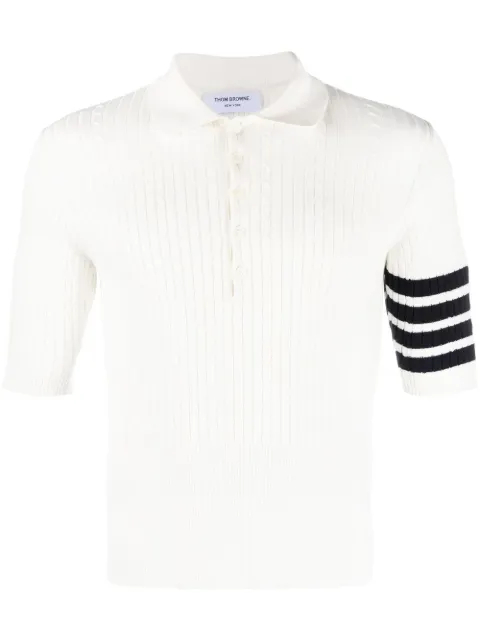 Thom Browne 4-Bar cable-knit ribbed polo shirt