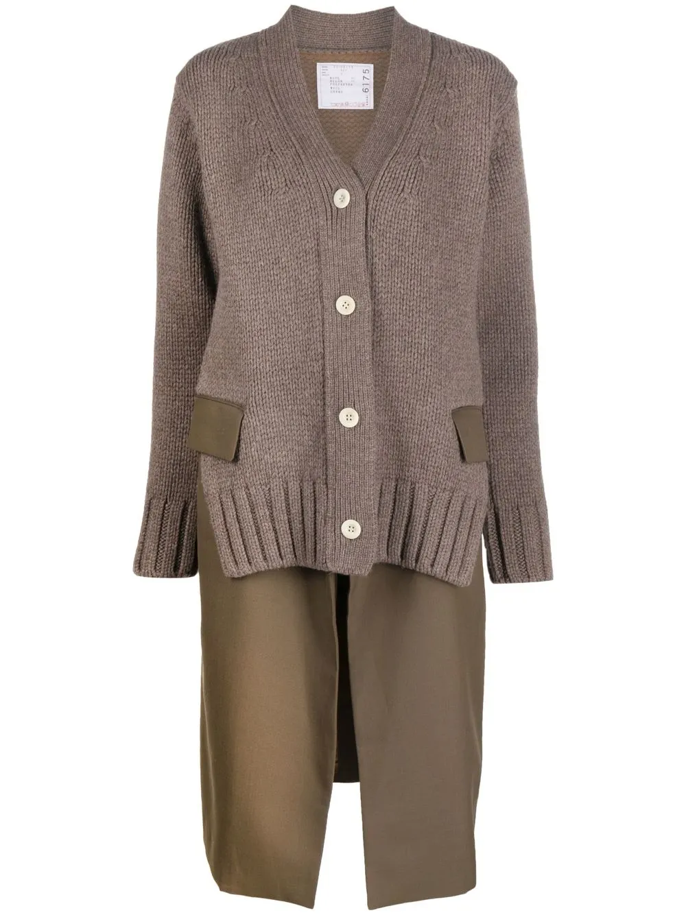 

sacai layered knitted cardi-coat - Brown