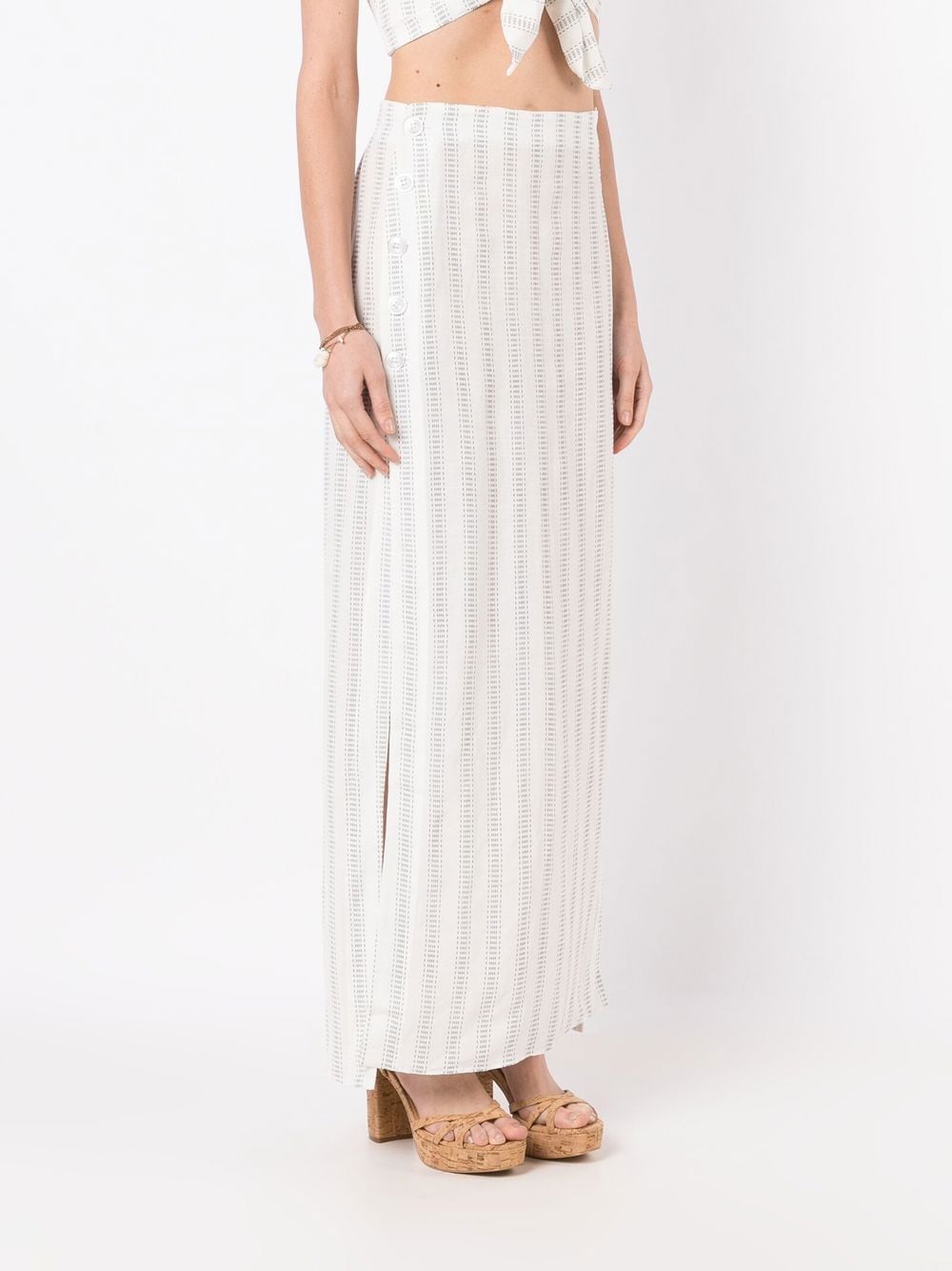 Shop Amir Slama Stripe-print Maxi Skirt In White