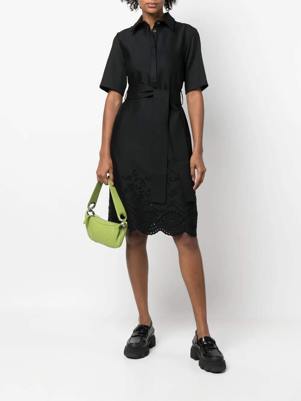 P.A.R.O.S.H. Broderie anglaise blousejurk - Zwart