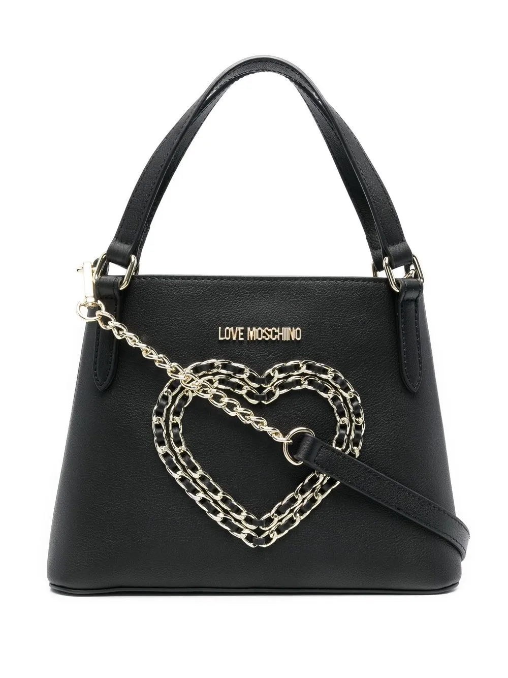 

Love Moschino heart-logo leather bag - Black