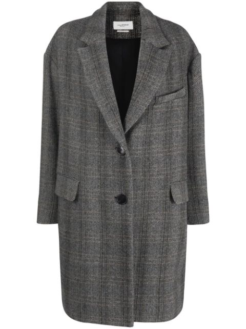 MARANT ÉTOILE fine-check single-breasted wool coat