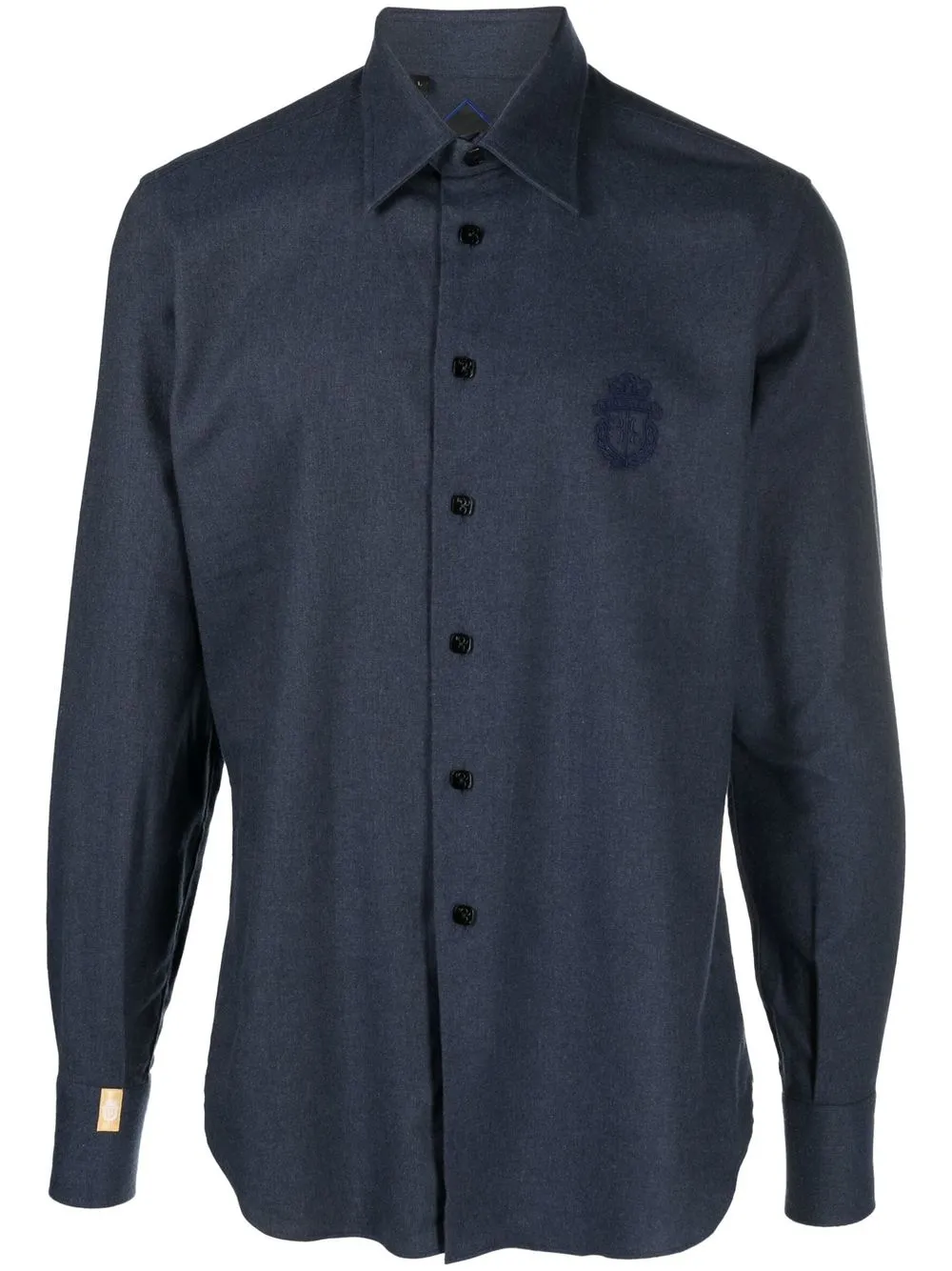 

Billionaire embroidered-logo button-up shirt - Blue