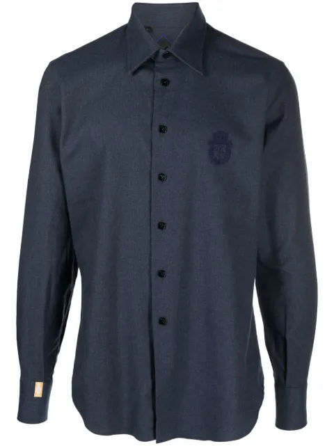Billionaire embroidered-logo button-up shirt