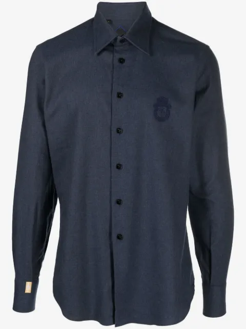 Billionaire embroidered-logo button-up shirt