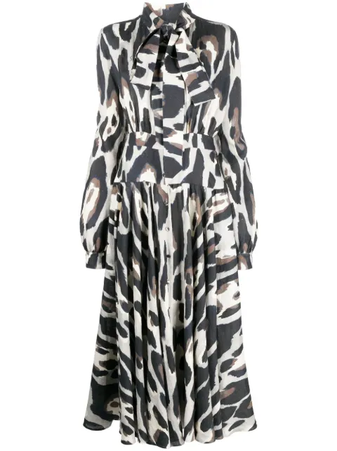 Roberto Cavalli animal-print linen midi dress