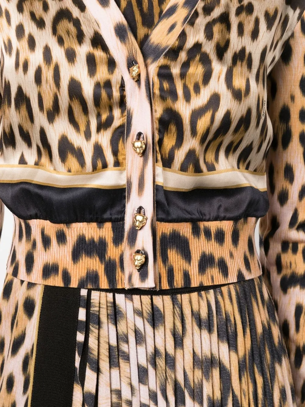 Shop Roberto Cavalli Leopard-print Cropped Cardigan In Neutrals