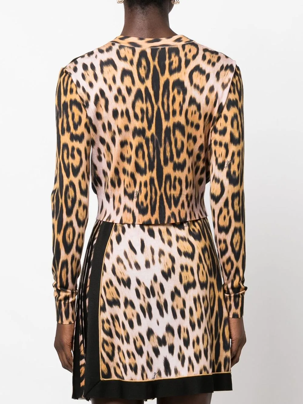 ROBERTO CAVALLI LEOPARD-PRINT CROPPED CARDIGAN