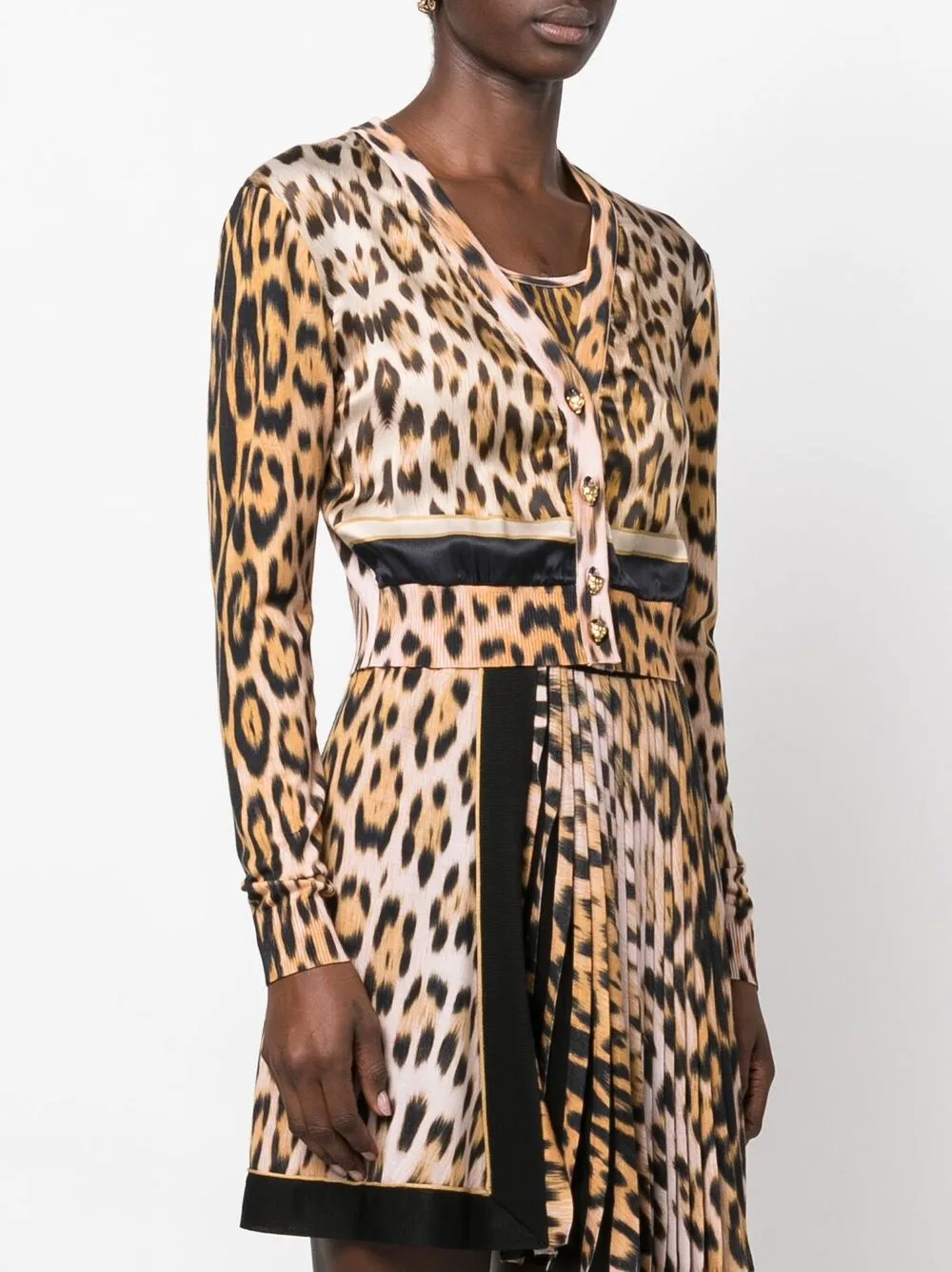 ROBERTO CAVALLI LEOPARD-PRINT CROPPED CARDIGAN