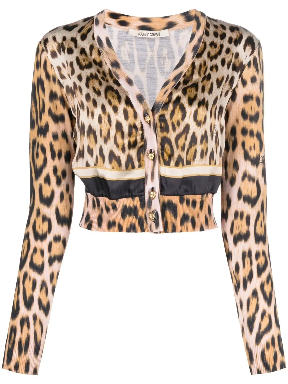 Roberto Cavalli Cardigan Mit Leoparden-print In Neutrals