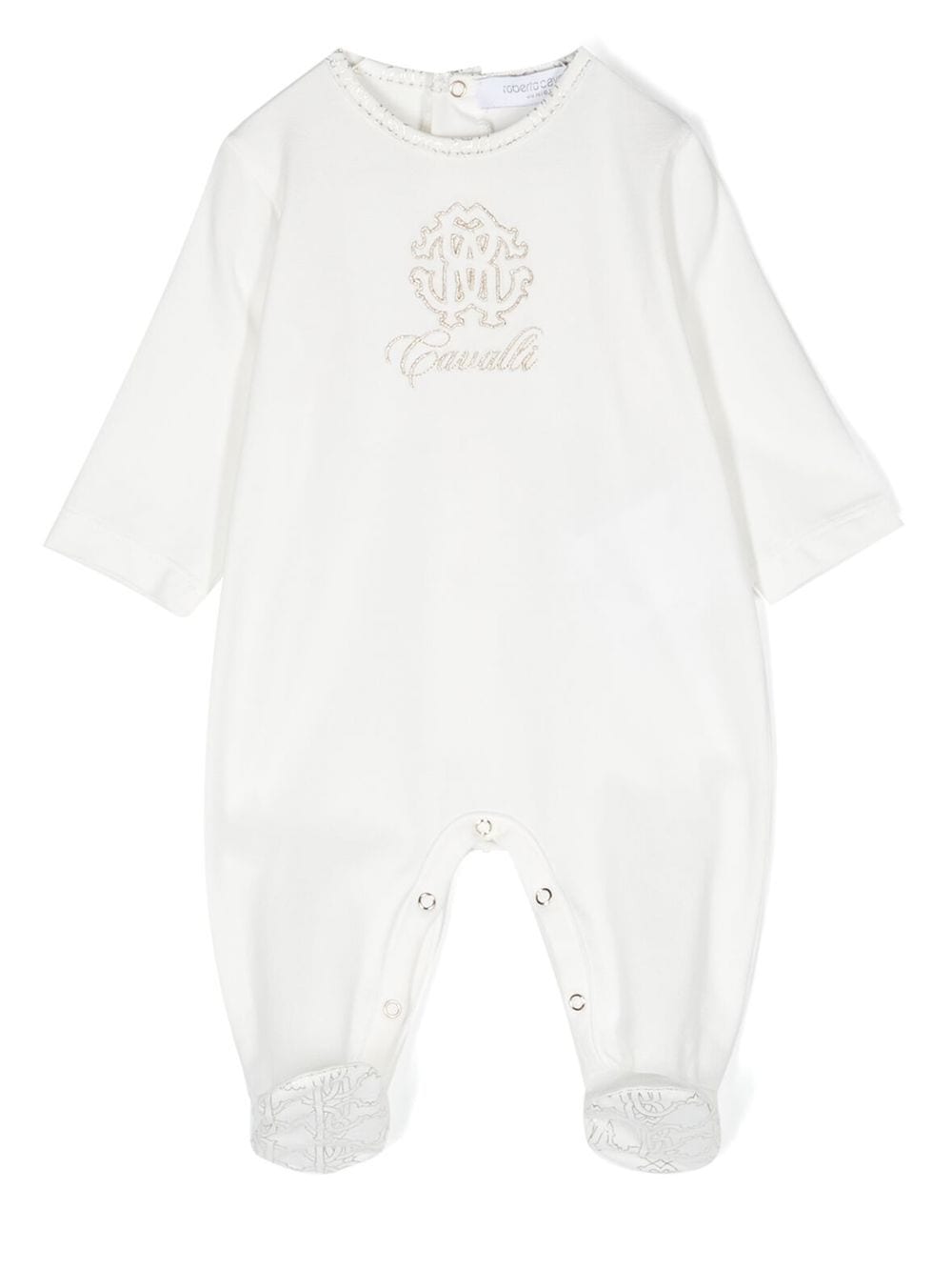 Roberto Cavalli Junior Babies' 经典logo刺绣睡衣套装 In White