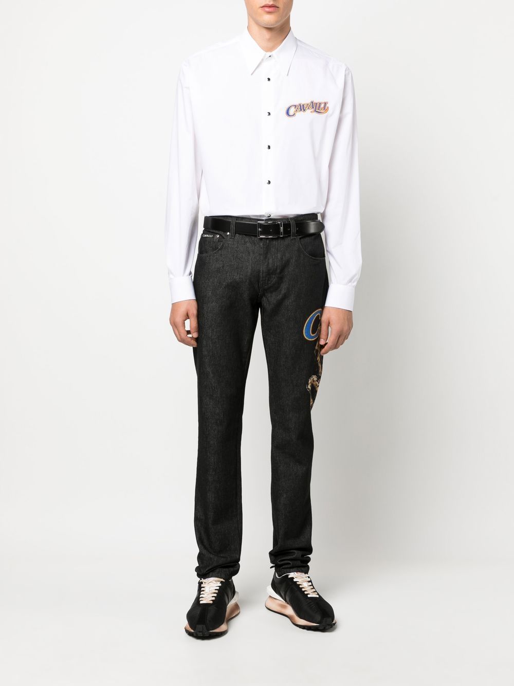 Roberto Cavalli Embroidered Logo Shirt - Farfetch