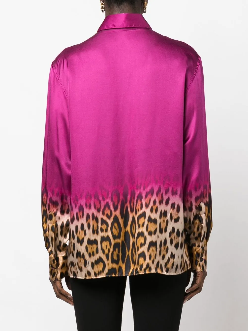 ROBERTO CAVALLI GRADIENT LEOPARD PRINT BLOUSE