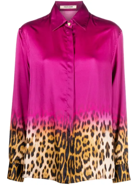 Roberto Cavalli gradient leopard print blouse
