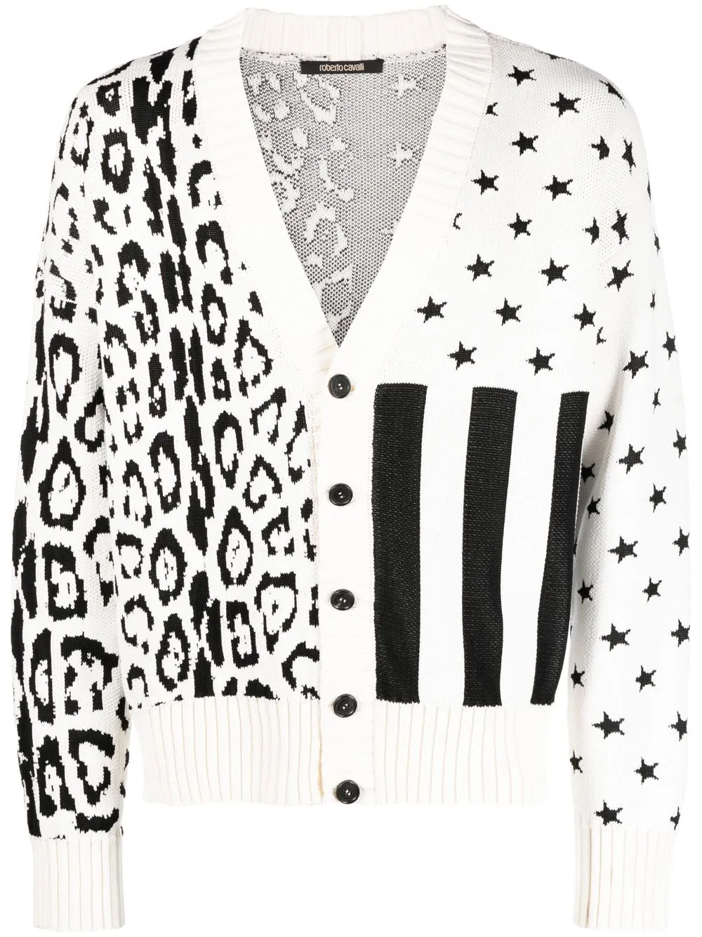 

Roberto Cavalli animal jacquard V-neck cardigan - White