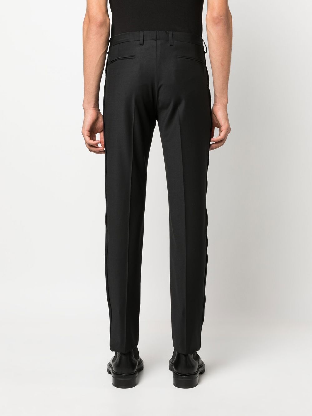 Shop Roberto Cavalli Skinny Tailored Wool Trousers In Black