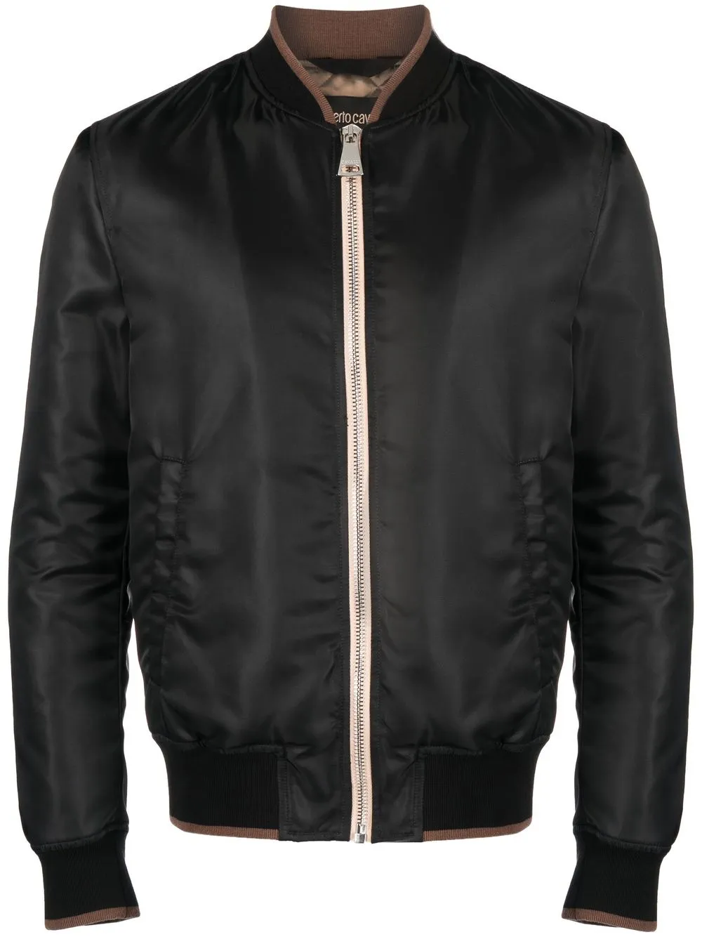 Roberto Cavalli Embroidered Animal Motif Bomber Jacket In Black