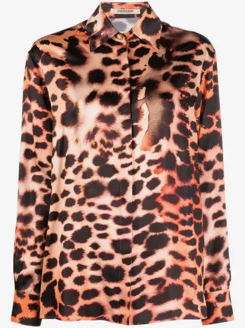 Roberto Cavalli silk leopard print blouse