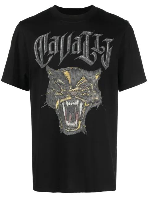 Roberto Cavalli Panther-print cotton T-shirt