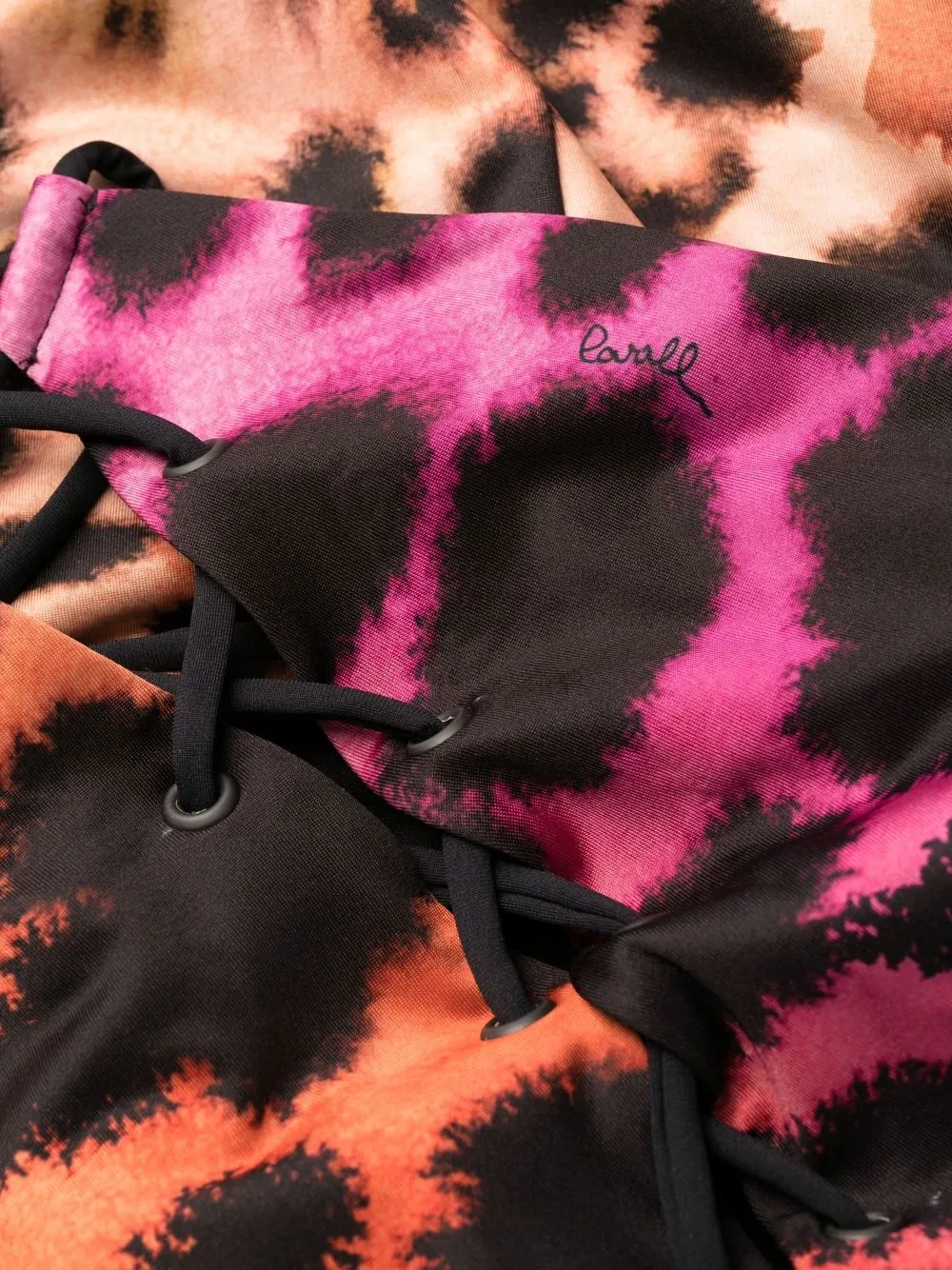 ROBERTO CAVALLI LEOPARD-PRINT LACE-UP SWIMSUIT 