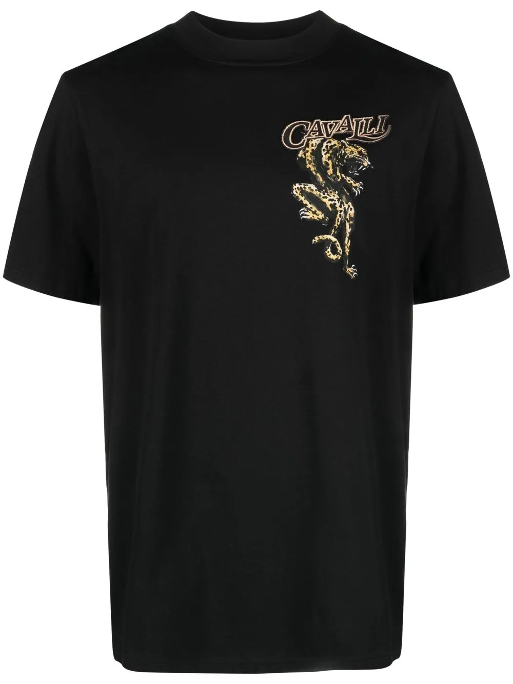 Roberto Cavalli Logo Print Cotton T-shirt In Black