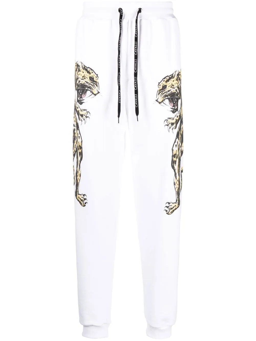 Roberto Cavalli jaguar print cotton track pants - White