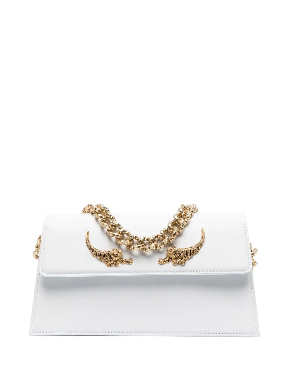 

Roberto Cavalli crystal-embellished tiger shoulder bag - White