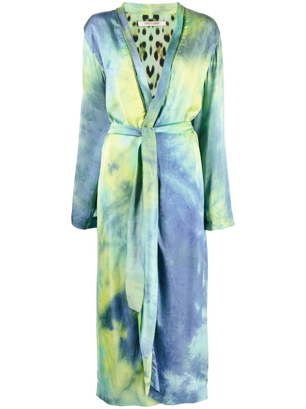 

Roberto Cavalli tie-dye print belted coat - Green